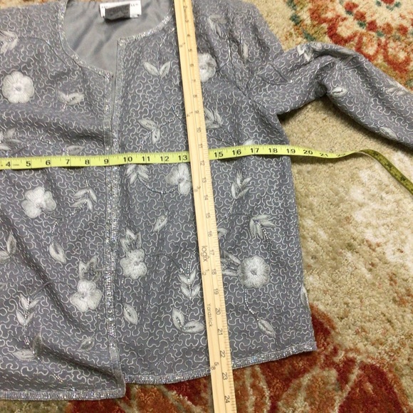 Adrianna Papell Floral Silk 2 Piece Tank Embroidered Beaded Sparkle Jacket 8 - Picture 8 of 15